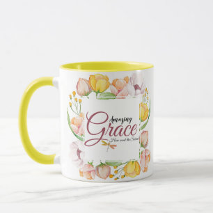 Amazing grace watercolor floral   mug