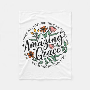 Amazing Grace Wildflower Christian Jesus Happy Eas Fleece Blanket