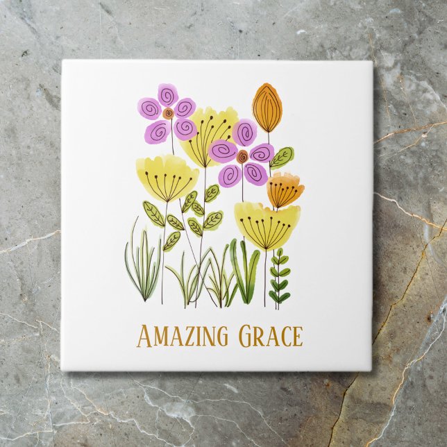 Amazing Grace Wildflowers Ceramic Tile (Amazing Grace Wildflowers Ceramic Tile)