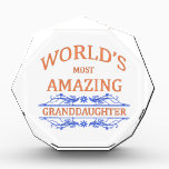 Amazing Granddaughter Acrylic Award<br><div class="desc">Such a fun design to honour the world's most amazing granddaughter with.</div>