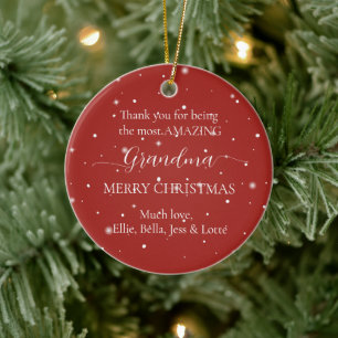 Amazing Grandma Christmas Photo Grandchildren Ceramic Ornament