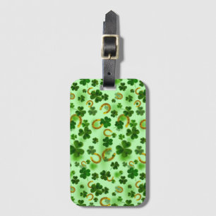 Amazing Green Clover, Horseshoe, Good Lock Luggage Tag