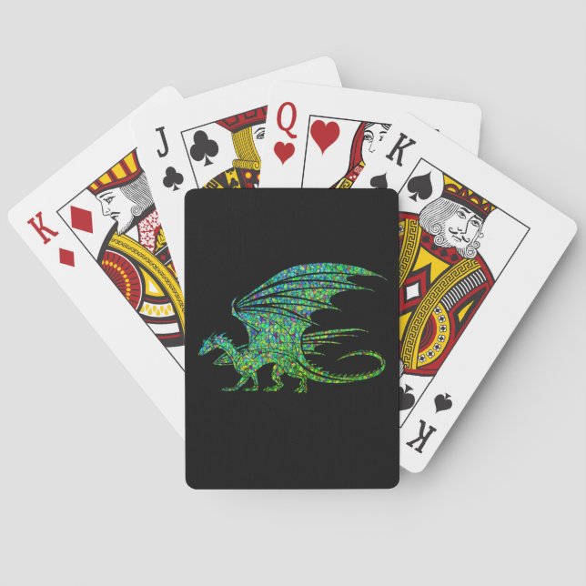 Amazing Green Dragon Mosaic  Bicycle Playing Cards (Back)
