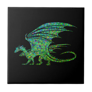 Amazing Green Dragon Mosaic  Ceramic Tile