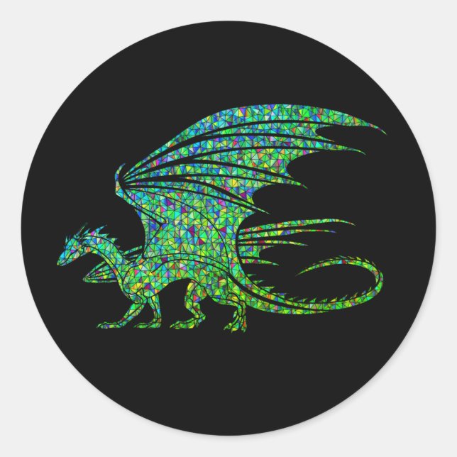 Amazing Green Dragon Mosaic  Classic Round Sticker (Front)