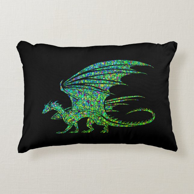 Amazing Green Dragon Mosaic  Decorative Cushion (Front)