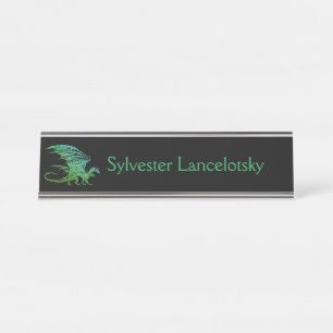 Amazing Green Dragon Mosaic Desk Name Plate