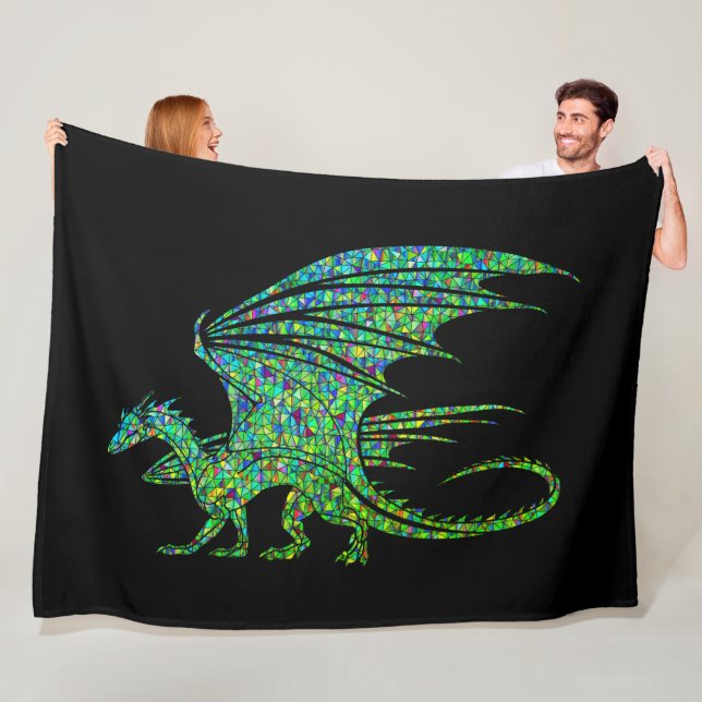 Amazing Green Dragon Mosaic  Fleece Blanket (In Situ)