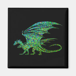 Amazing Green Dragon Mosaic  Magnet