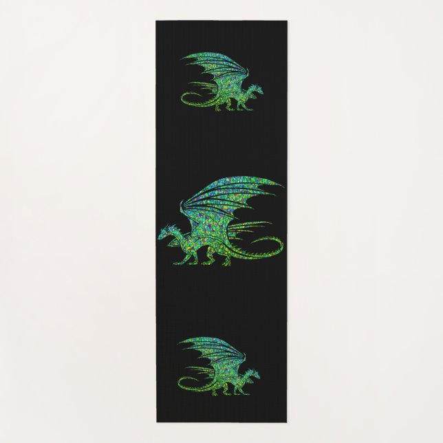 Amazing Green Dragon Mosaic  Yoga Mat (Front)