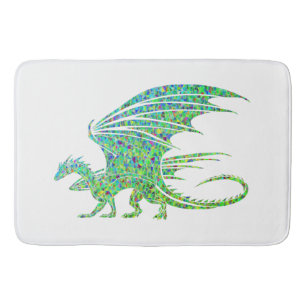 Amazing Green Mosaic Dragon  Bath Mat