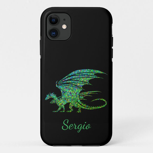 Amazing Green Mosaic Dragon  Case-Mate iPhone Case (Back)