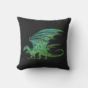 Amazing Green Mosaic Dragon Cushion