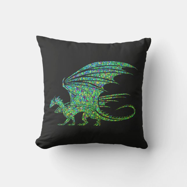 Amazing Green Mosaic Dragon  Cushion (Front)