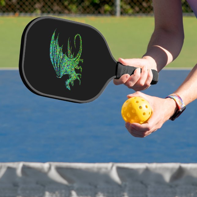 Amazing Green Mosaic Dragon Pickleball Paddle (Insitu)