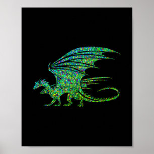 Amazing Green Mosaic Dragon  Poster