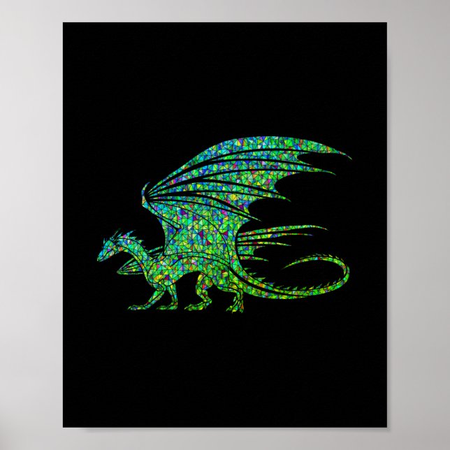 Amazing Green Mosaic Dragon  Poster (Front)