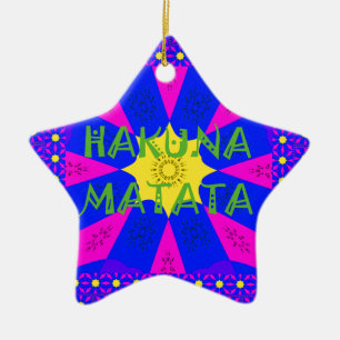 Amazing Hakuna Matata Pink & Purple Abstract Desig Ceramic Tree Decoration