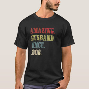 Amazing Husband Since 2008 14 Wedding Aniversary T-Shirt