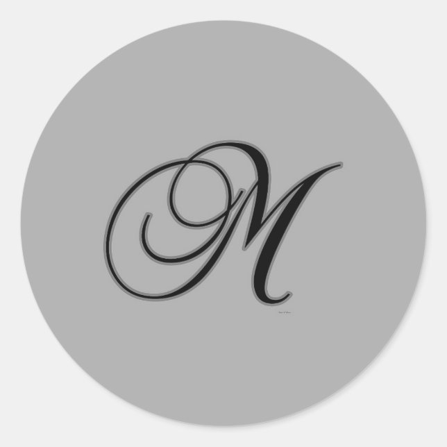 AMAZING INITIAL M MONOGRAM CLASSIC ROUND STICKER (Front)