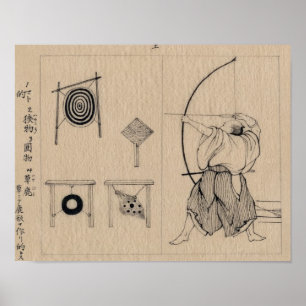Amazing Japanese Archer Drawing circa 1878 Poster