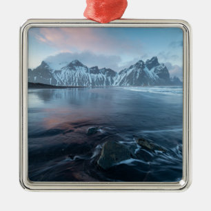 Amazing Light in Iceland Stokksnes, Vestrahorn Metal Ornament