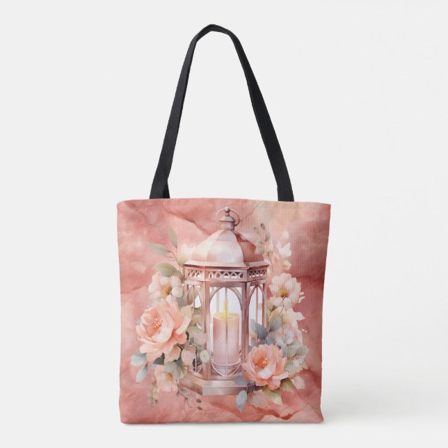 Amazing Light To My Path Rose Marble Shoulder Tote (Back)