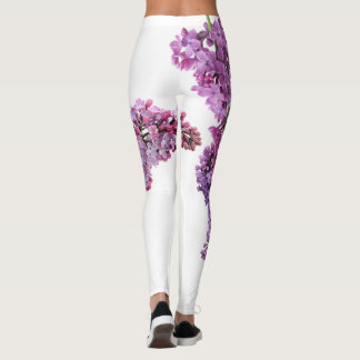 Amazing lilac purple floral spring leggings
