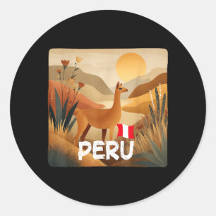 Amazing Llama in Peru Colours Costume Classic Round Sticker