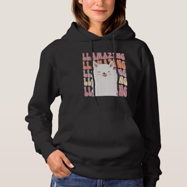 Amazing Llama Llamazing  Retro Llama Hoodie (Front)