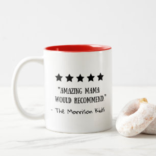 Amazing Mama 5 Stars Funny Mother's Day Mum Review Two-Tone Coffee Mug