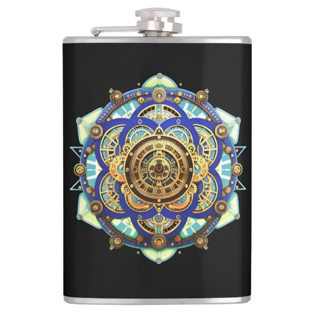Amazing Mechanical Clock Hip Flask (Front)