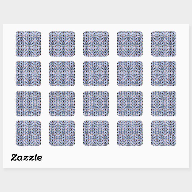 Amazing Middle-Eastern Pattern زخارف هندسيه رائعه Square Sticker (Sheet)