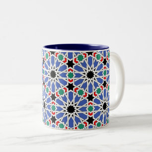 Amazing Middle-Eastern Pattern زخارف هندسيه رائعه Two-Tone Coffee Mug