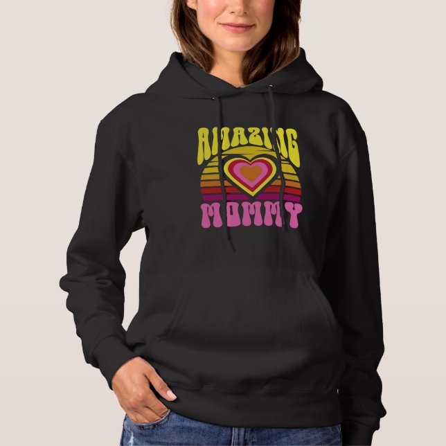 Amazing Mommy Cute Sunset Hearts Mother s Day Retr Hoodie (Front)