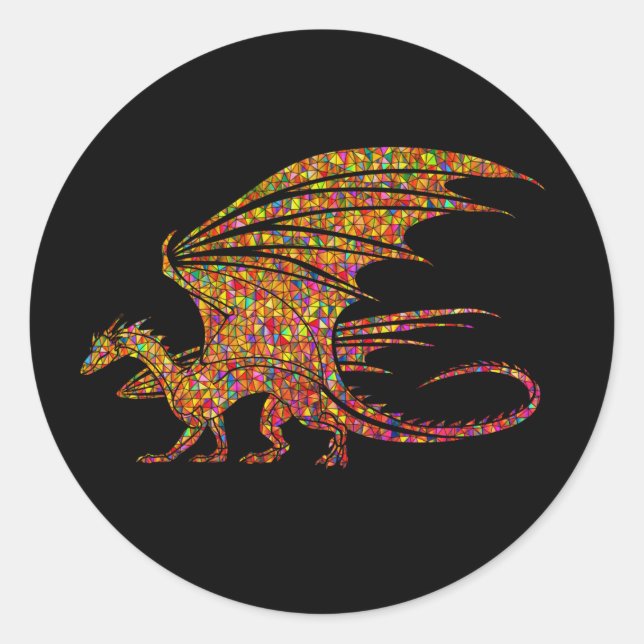 Amazing Mosaic Dragon Classic Round Sticker (Front)