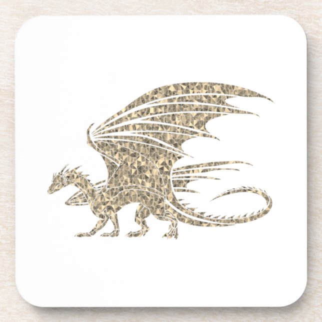 Amazing Mosaic Dragon Golden Coaster (Front)