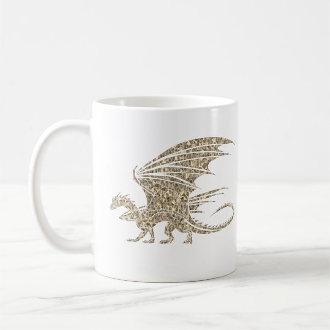 Amazing Mosaic Dragon Golden Coffee Mug (Left)