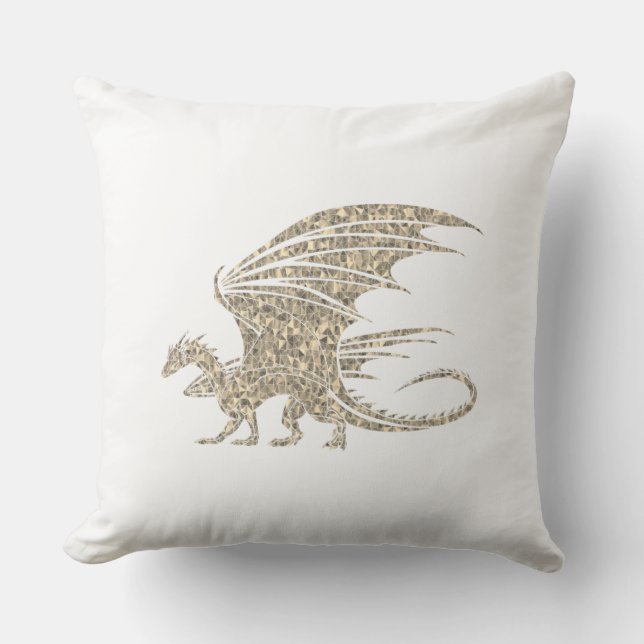 Amazing Mosaic Dragon Golden Cushion (Front)