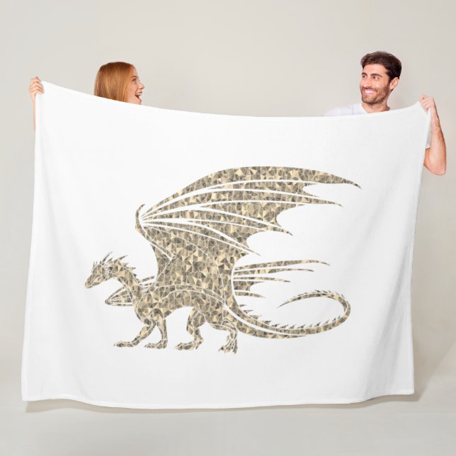 Amazing Mosaic Dragon Golden Fleece Blanket (In Situ)