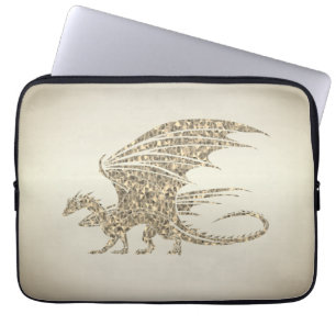 Amazing Mosaic Dragon Golden Laptop Sleeve