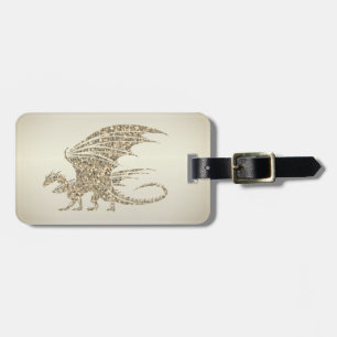 Amazing Mosaic Dragon Golden Luggage Tag