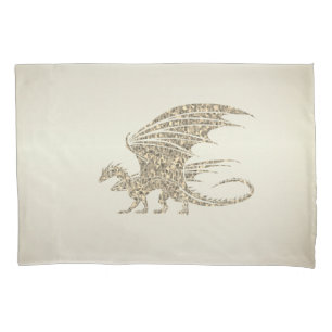 Amazing Mosaic Dragon Golden Pillowcase