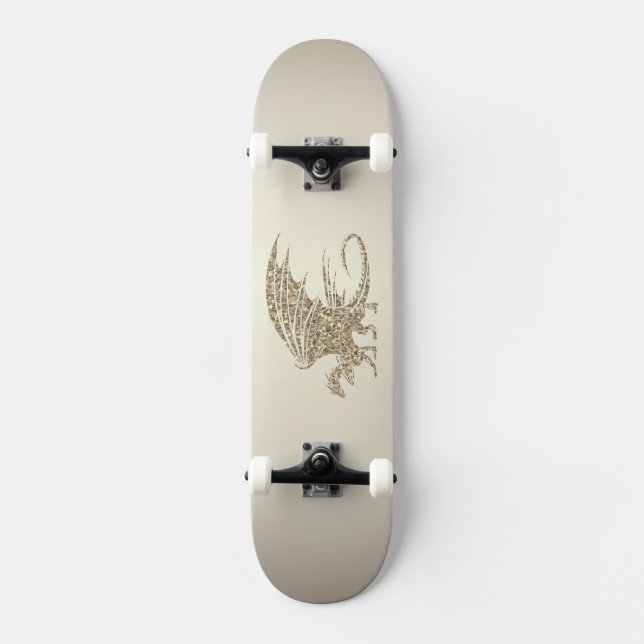 Amazing Mosaic Dragon Golden Skateboard (Front)