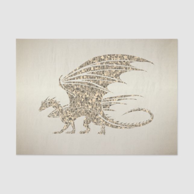 Amazing Mosaic Dragon Golden Tissue Paper (Front)