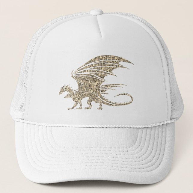 Amazing Mosaic Dragon Golden Trucker Hat (Front)