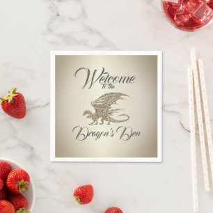 Amazing Mosaic Dragon Golden Welcome Napkin