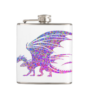 Amazing Mosaic Dragon Hip Flask