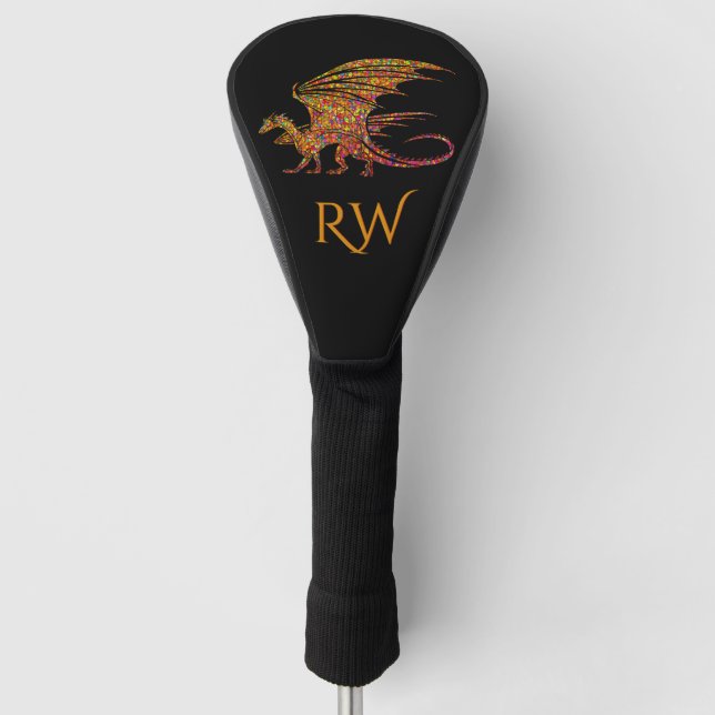 Amazing Mosaic Dragon Initial  Golf Head Cover (Front)