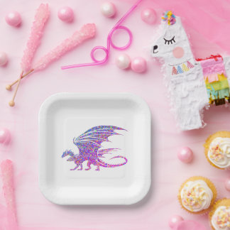 Amazing Mosaic Dragon Paper Plate